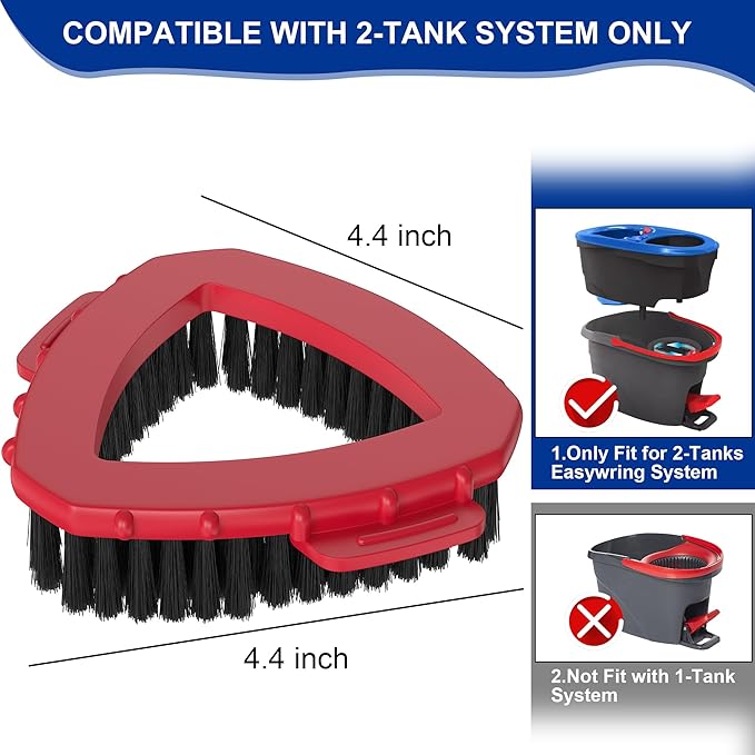 Scrubber Mop Head for O Cedar RinseClean Spin Mop 2 Tank System, Replace Head for OCedar Spin Mop Scrub Brush Head, Scrubber Head Replacement Attachment, Scrub Brush Mop Head 2 Tank, Clean Brush