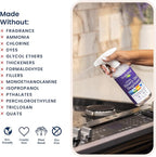 Heavy Duty Degreaser- Grease Remover & Grime Cleaner for Kitchen, Automotive & More, Household Cleaning Supplies, Fragrance-Free, Includes 16 oz Reusable Empty Bottle & 2 Refills (4 oz)