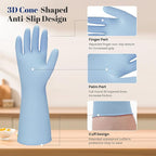 Rubber Kitchen Dishwashing Gloves - 3 Pairs Colorful Reusable Household Cleaning Gloves For Washing Dishes And Cleaning Tasks，Flexible And Durable Waterproof (Large, Dark Green+Green+Gray)