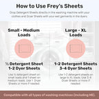 FREY Naturally Scented Dryer Sheets - Fabric Softener for Soft, Fresh & Clean Clothes (2-pack, Jasmine Rose)
