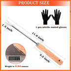 Wooden Handle Dandelion Weeder Tool - Polished Stainless Steel Dual - Forked Head Dandelion Weeder Puller Tool for Planting, Weeding, Flower & Vegetable Care with Nylon Nitrile Coated Gloves