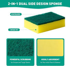 10-Pack Heavy Duty Scrub Sponges, Non-Scratch Kitchen Sponge with Durable Scouring Pad, Dual-Sided Cleaning Reusable Sponge for Dishes, Pots, Pans, Sinks – Extra Absorbent & Long-Lasting