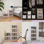 Luxdecor Plastic Storage Bins With Lids-Stackable Plastic Storage Bins on Wheels, Closet Organizers and Storage Cabinet with Doors,Larger 4Tier