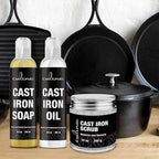 Culina Supreme Cast Iron Care Set: Restoring Scrub, Cleaning Soap & Conditioning Oil | Best for Cleaning Care, Washing & Restoring | 100% Plant-Based | for Cast Iron Cookware, Skillets, Pans & Grills!
