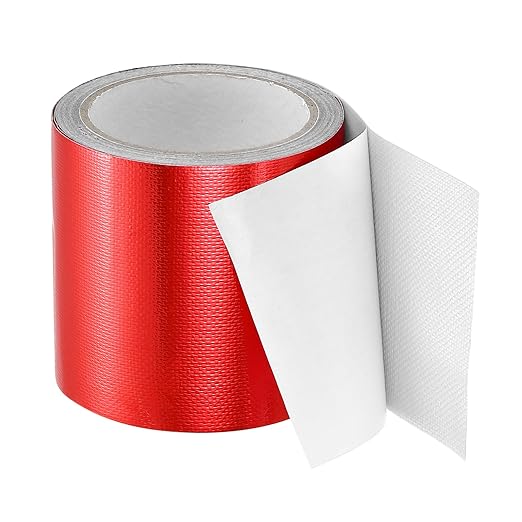 PATIKIL Awning Repair Tape 8m x 10cm Waterproof Canvas Tape High Adhesive Tear Repair Patch Kit for PVC Tarpaulin Tent Awning Fabric RV Sail Boat Cover, Red (4" x26.24ft)