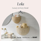 BEBE BASK The Original Scalloped Wicker Wall Basket – Set of 2 – Handwoven Scalloped Wall Baskets (16 x 10 x 7 in), Woven Rattan Wall Hanging Baskets - Natural Scalloped Basket