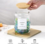 Laundry Pods Container With Airtight Bamboo Lid,Glass Jars for Laundry Room Organization Jar. Dishwasher pods container.1/2 Gallon Laundry Jars for Detergent Powder,Scent Boosters,Laundry Room Storage