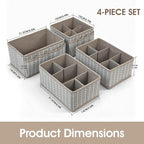VERONLY Cosmetic Storage Bins Makeup Organizer, Adjustable Multifunction Storage Box Desk Drawer Divider for Makeup Brushes, Bathroom Countertop or Dresser, Set of 4 (Grey)