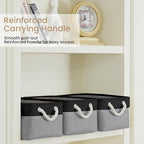 Storage Baskets for Shelves 13.8x9.8x6.7 Inch-Foldable Fabric Organizing Storage Bins with Handles, Closet & Bathroom Organizer, Home Storage for Kitchen, Office (3-Pack, Black&Gray)