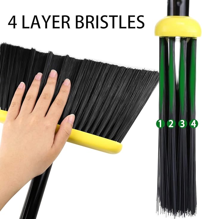 Broom and Dustpan Set,IndoorBroom with Dust pan Combo Set for Home,Angle Kitchen Broom for Floor Sweeping