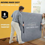 Mattress Bags for Moving and Storage, BETU Queen Mattress Protector Waterproof Mattress Cover with 8 Heavy Duty Handles and Zipper Extra Thick Moving Supplies for Bed Reusable (82x62x13.5 Grey)