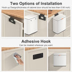 Mbillion Kitchen Compost Bin Hanging Trash Can with Lid 1.05 Gallon Stainless Steel Garbage Can for Kitchen Cabinet Door Mounted Trash Can Under Sink Door RV Bathroom,White