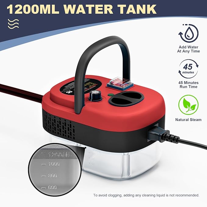 Steam Cleaner,15s Heat-Up,1.4L Tank,Steamer for Cleaning with 10 pcs Accessories,Multi-2500W High Temperature and Pressure handheld steamer,Steam Clea (5-【02】Red)