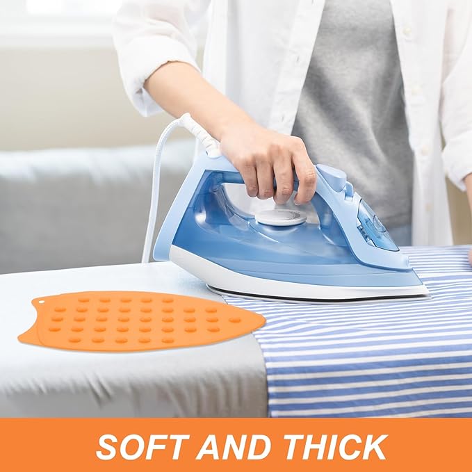 PATIKIL Silicone Iron Rest Pad, Multipurpose Hot Heat Resistant Iron Rest Plate Protective Pad for Ironing Board Hot Resistant Steamer Steam Compact Mat, Orange