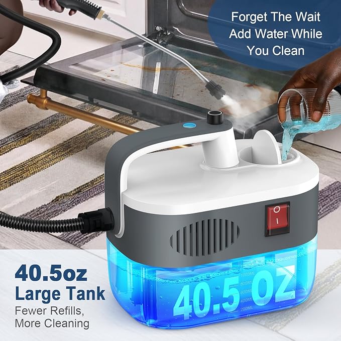 Steam Cleaner, Advanced 6-Level Adjustable Natural Steam, 10S Ultra-Fast Heat, 2500W Portable Car Steamer for Cleaning, Multi-Surface Steam Cleaner for Home Use, Kitchen, Bathroom, Grout, Tile, Floor