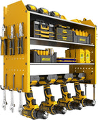 Power Tool Organizer Wall Mount, 4 Tier Tool Organizer For Space Saving,Used For Electric Drills, Saws And Toolbox Parts, Wall Hooks