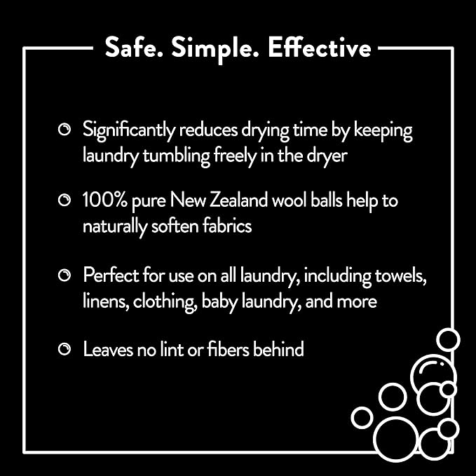 Molly's Suds Wool Dryer Balls | XL, Premium Organic Fabric Softener, Hypoallergenic, Hand-Felted, Reusable, Reduce Drying Time | White, Set of 6