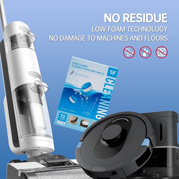 YGY Floor Cleaning Tablets,Compitable with Tineco Cleaning Solution|Clean Machine and Floor 2 in1-Getting Rid of Machine Odors|Cleaning Tablets are Easy and Safe to Use，72 pack