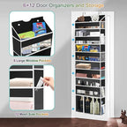 Over The Door Organizer Closet,6 Bins 12 Side Pockets,Hanging Organizer,Anti Tilt 50 lbs Load Organizers and Storage with Clear Window for Bedroom,Nursery,Rv,Bathroom,Camper(Black)