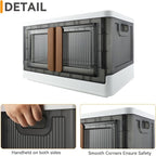 Storage Bins, Plastic Cabinet, 8.4 Gallon Capacity (32L Per One), 4 Pack, Stackable Collapsible Drawer, with Door and Buckle, Organizer for Home and Office, Transparent