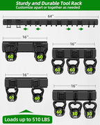 64 inches Garage Tool Organizer Wall Mount, Heavy Duty Garden Tool Organizer Rack, Hanging Storage Organization Racks Holder with 10 Hooks, for Lawn Tools, Shovel, Shed