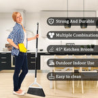 Heavy Duty Angle Broom 4 Pack - White Broom for Outdoor & Indoor, Garage, Driveway, Sidewalk, Kitchen & More, Long Handle