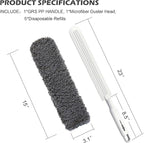 Microfiber Duster, Dusters for Cleaning, Hand Duster with Washable Head, Feather Dusters for Cleaning Cobweb, Blinds, Furniture, Cars-Gray