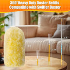 60 Count 360° Heavy Duty Duster Refills, Compatible with Swiffer Duster, Larger Size Disposable Electrostatic Microfiber Dusters, 4X Thick Cleaning Dusters, Unscented