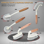 5-Pack Heavy Duty Scrub Brushes Set with Wooden Handles, Multi-Surface Scrubber for Kitchen, Bathroom, Tile & Grout, Includes Spherical, Triangle, Square & Dish Brush for Stubborn Stains
