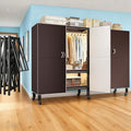 Foldable Portable Armoire Wardrobe Closet for Hanging Clothes Rack, Heavy Duty Covered Clothes Rack with Cover(HARDBOARD Magnetic), Closet Garment Rack for Bedroom Storage (KT Coffee, 59.05in)