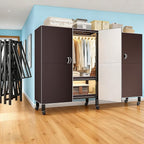 Foldable Portable Armoire Wardrobe Closet for Hanging Clothes Rack, Heavy Duty Covered Clothes Rack with Cover(HARDBOARD Magnetic), Closet Garment Rack for Bedroom Storage (KT Coffee, 66.14in)