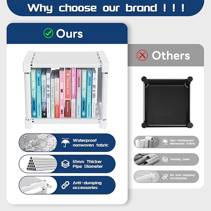 Mavivegue Book Shelf, 16 Cube Storage Organizer, Metal Cube Bookshelf, DIY Bookcase, Tall Book case for Bedroom, Living Room, Office -White