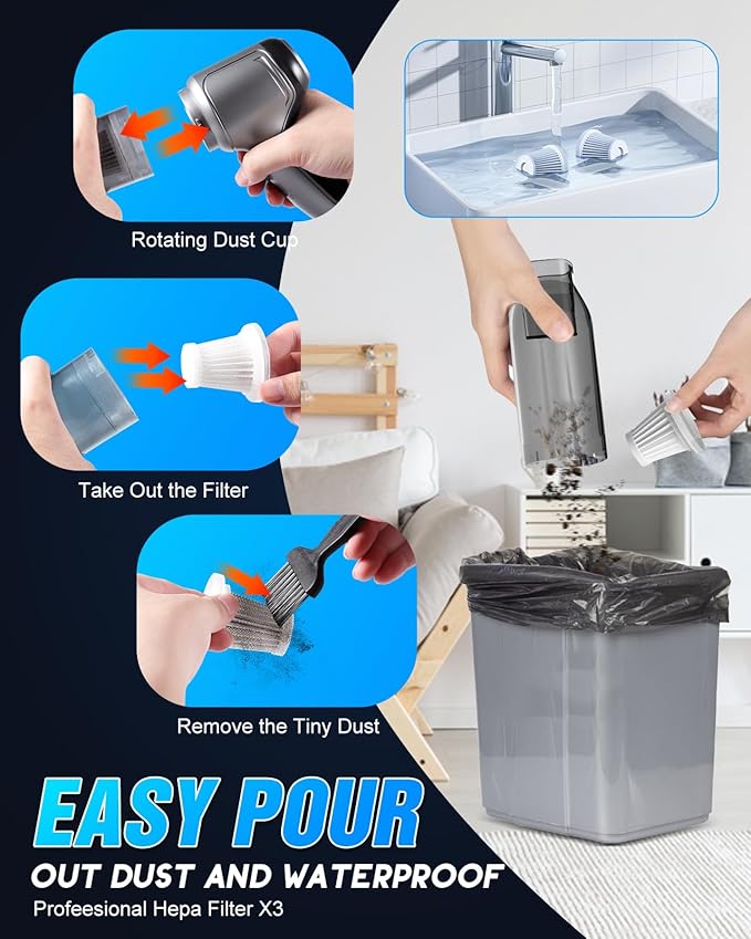 18000Pa Car Vacuum Portable Cordless, 5000mAh High Power Cordless Vacuum Cleaner, 120W Portable Vacuum for Car, Office, Pet and Home Cleaning