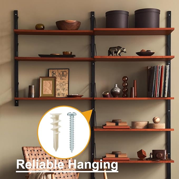 KURUI #8 Self Drilling Drywall Anchors with Screws Kit, Heavy Duty Dry Wall Anchors for Hanging Sheetrock, 50 Self-Tapping Plastic Drywall Hangers 50 Sheet Rock Screws, 100PCs Mounting Hardware -75LB