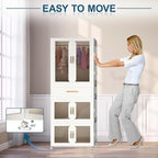 Portable Kids Wardrobe, Plastic Closet Organizer with Hanging Rod, Collapsible Wardrobe Closet Storage Cabinet for Bedroom, Easy to Install (White, Large)