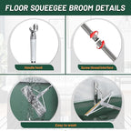 KOLLIEE 2 in 1 Floor Squeegee Broom Set Window Long Handle Rubber Squeegee Brush Mop Kit with Adjustable Handle 120° Rotating Angle Head for Wet Room Hard Floor Outdoor