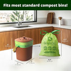 3 Gallon Compostable Trash Bags Liners Drawstring, Heavy Duty Extra Thick 1 Mil, 11.36 Liter, 50 Bags, Small Kitchen Food Scrap Waste Bag, ASTM D6400, US BPI and OK Compost Home Certified