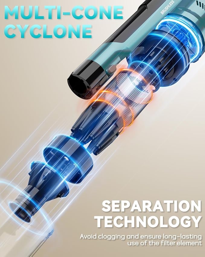 350W Cordless Vacuum Cleaner for Makita 18V Battery, 35kPa Brushless Lightweight Stick Vacuum with 3 Mode Suction, 6 in 1 Stick Vacuum Cleaner with HEPA for Floor, Carpet, Car (Battery Not Included)