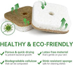 16 Pack Biodegradable Natural Kitchen Sponges, Compostable Cellulose & Coconut Square Scrubber, Dual Sided Dish Sponge for Washing Dishes, Eco Friendly
