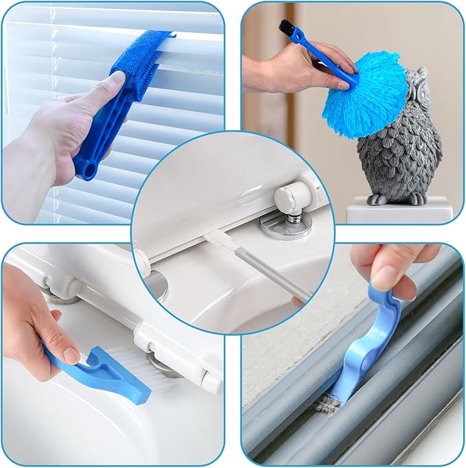 Microfiber Duster Kit 27pcs with 30 to 100 Inches Extension Pole and Wall Cleaner Mop, Washable and Bendable Feather Duster for Cleaning Ceiling Fans, High Ceilings, Cobwebs, Blinds, Grey