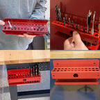 MUTUACTOR Drill Bit Organizer Heavy Duty,Quick Access Magnetic Mount Drill Bit Holder,Anti-scratch Magnetic Tool Holder for Long Phillips Head Drill Bits Impact Bits Storage,Red,26 Holes