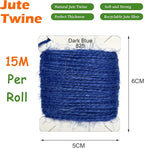 Jute Twine 15m Long Twine String for Crafts Gift Wrapping Packing Gardening Crochet Knitting Macrame Decor (Dark Blue)
