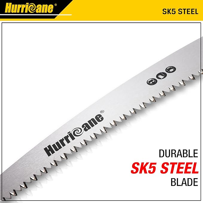 HURRICANE Folding Hand Saw, 10 Inch Pruning Saw, Hand Saw for Wood Cutting, Camping Tree Saw with SK5 Curved Blade, Triple-cut Razor Teeth, Outdoor Portable Saw for Tree Trimming, Gardening, Hiking