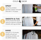 Cold Iron Wrinkle Release Spray for Clothes. 32 fl oz. Citrus Mint & Atlas Travel Size 3 fl oz Sea Breeze. Fast, Easy to Use Ironing Alternative. Spray, Smooth, Hang. Award Winning