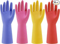 Rubber Kitchen Dishwashing Gloves - 4 Pairs Colorful Reusable Household Cleaning Gloves for Washing Dishes and Cleaning Tasks, Flexible Long-lasting and Non-Slip (Medium, Blue+Pink+Yellow+Red)