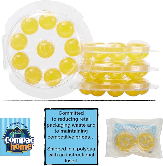 Compac Plink Garbage Disposal Cleaner and Deodorizer, Air Fresheners for Garbage Disposal, Home Accessory Cleaning Products for Kitchen, Drain Cleaners and Deodorizers, Lemon Scent, 40 Count, Yellow