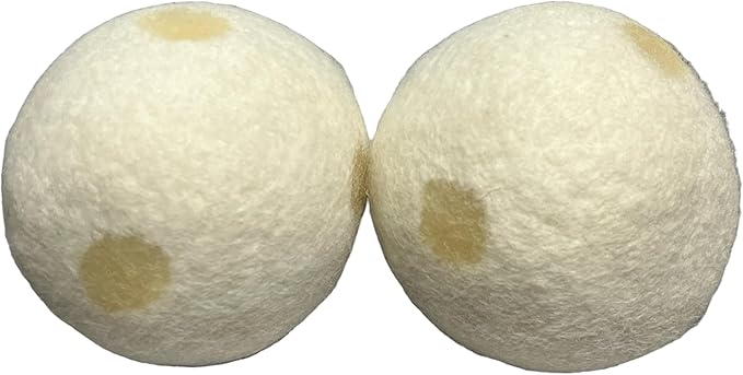 Organic Wool Dryer Balls, Fragrant, Natural Fabric Softener 100% Organic Premium New Zealand Wool, No Fillers, Anti Static, Lint Free, White 2 Count. (Mahogany Teakwood)