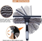 2 in 1 Window Washing Squeegee & Duster Window Cleaning Tool with 2 Pad Compatible with Standard 3/4 Inch Threaded Poles for Home Indoor Outdoor Window Washing//Duster Head Only (Gray)