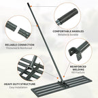 Lawn Leveling Rake,45"x10" Heavy-Duty Steel Lawn Leveler with 84" Anti-Slip Handle, Yard Leveling Rake Perfect for Garden, Backyard, Golf Course, Farm & Landscaping