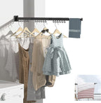 PLKO Retractable Clothes Drying Rack,Wall Mounted Clothes Hangers， Space Saver Laundry Drying Rack for Balcony,Laundry,Bathroom,Patio and Bedroom (3-Pole Black)